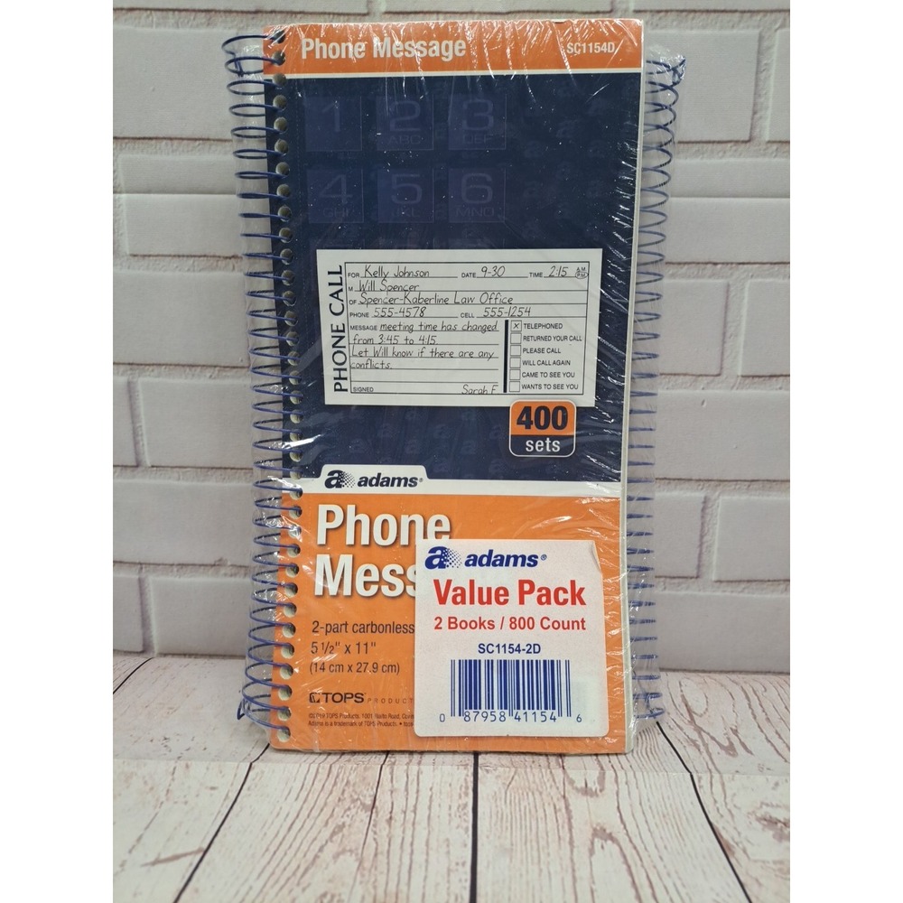 Adams Phone Message Pack Of 2 Books 800 Count Carbonless Duplicate SC1154-2D